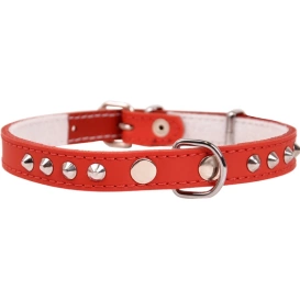 Dino Skórzana Obroża Dla Psa Ćwiek 14mm/36cm Czerwona