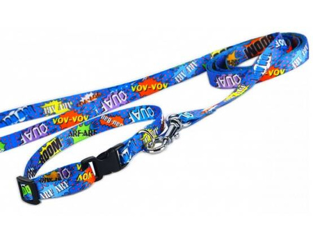 Matteo Smycz Dla Psa Prosta 25mm Graffiti Niebieskie