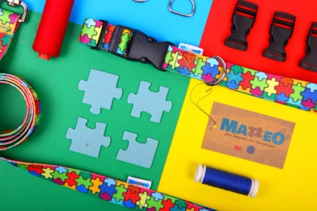 Matteo Obroża Taśmowa dla Psa Puzzle 25mm/34-60cm