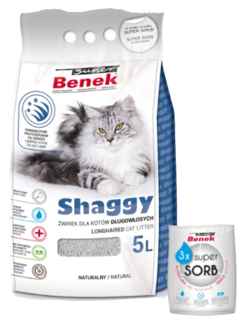 Super Benek Żwirek Bentonitowy Dla Kota Shaggy 4x5l