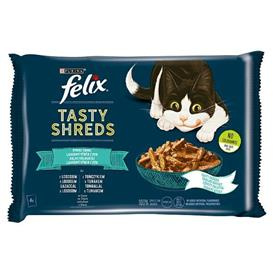 Felix saszetka 4x80g Tasty Shreds Łosoś &Tuńczyk Rybne Smaki W Sosie