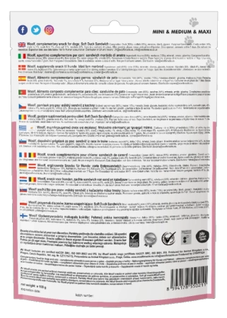 Woolf Przysmak Pies Soft Sandwich Duck, 100g