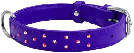 WAUDOG Glamour Skórzana Obroża Dla Psa Fiolet QR M