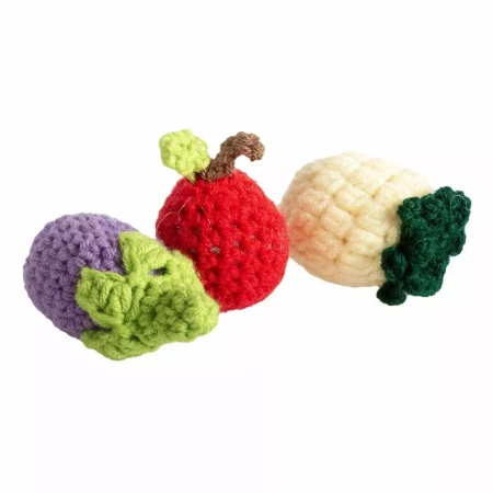 Duvo+ Pluszowa Zabawka dla Kota Warzywa Owoce 4x6cm