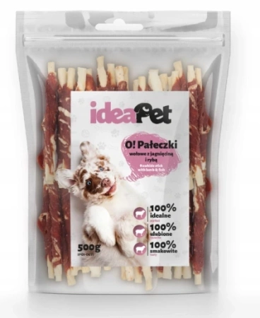 IdeaPet Przysmak Dla Psa Pałeczki Wół Jagnię Ryba 500g