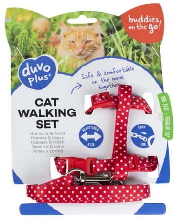 Duvo+ Zestaw Smycz i Szelki Dla Kota W Kropki 20-35cm