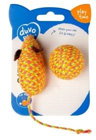 Duvo+ Zabawka dla Kota Piłka i Myszka Pomarańczowe
