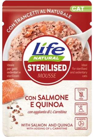 Life Cat Sterilised Karma Dla Kota Łosoś Komosa 6x70g