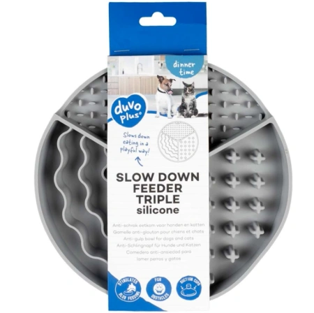 Duvo+ Triple Mata Dla Psa Spowalniająca Silikon Szara 20cm