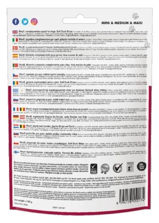 Woolf Przysmak Pies Soft Strips of Duck, Paski Kaczka 100g