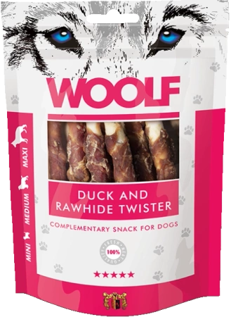 Woolf Przysmak Pies 100g Duck&Rawhide Twister