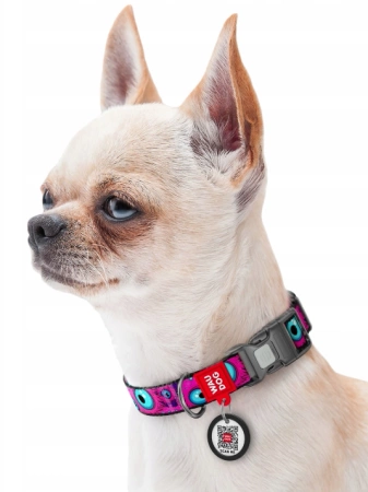 WAUDOG Obroża Dla Psa Fiolet Monster Eye z Adresówką QR L