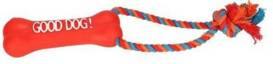 Dingo Zabawka Gumowa Kość + Sznur Czerwona 13cm