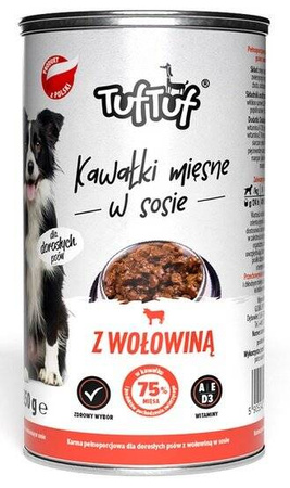 TUF TUF Karma dla psa Kawałki Mięsne z Wołowiną 415g