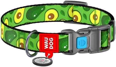 WAUDOG Obroża Dla Psa Awokado Z Adresówką QR S