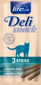 Life Cat Kabanosy dla Kota Łosoś Pstrąg 3x5g Deli Snacks