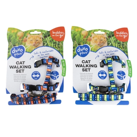 Duvo+ Smycz i Szelki Dla Kota W Rybki 15-25 cm/8mm