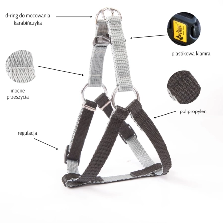 Dingo Fred Silver Twilight Szelki Dla Psa 2/70 Bordowe