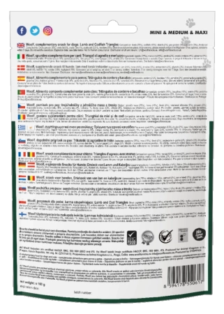 Woolf Przysmak Pies Lamb & COD Triangle, Trójkąciki Cielęcina Dorsz, 100g