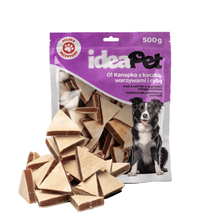 Ideapet Przysmak dla Psa Kanapka z Kaczką Warzywami 500g