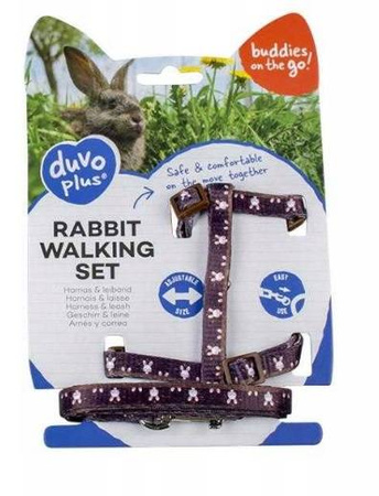 Duvo+ Szelki dla królika "Rabbit Face" 25-45cm/10mm - 120cm/10mm