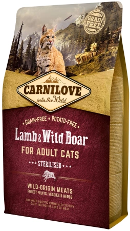 Carnilove Cat Lamb & Wild Boar Sterilised - jagnię i dzik 2kg
