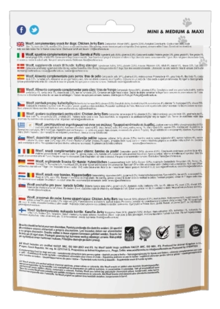 Woolf Przysmak Pies Chicken Jerky Bars, 100g