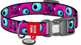 WAUDOG Obroża Dla Psa Fiolet Monster Eye z Adresówką QR L