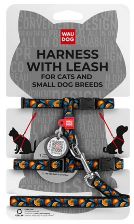 WAUDOG Nylon Szelki Dla Psa Kota Czarne Pomarańcze QR XS