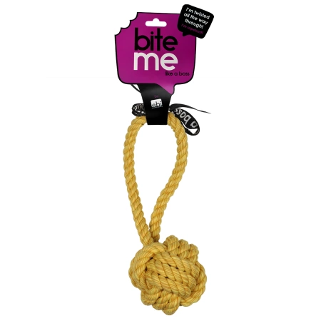 EBI Bite Me Zabawka dla Psa Piłka Żółty z Pętlą 25cm