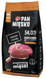 Pan Mięsko Karma Dla Kota Cielęcina Kaczka Chrupki M 1,6kg