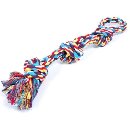 Duvo+ Zabawka dla Psa Sznur 3 Węzły Kolorowy 60cm
