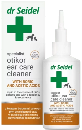 Dr Seidel Płyn do Uszu dla Psa Kota Kwas Borowy 2x75ml