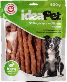 Ideapet Przysmak dla Psa Fingersy Królik Ryż 500g