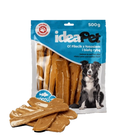 Ideapet Przysmak dla Psa Fileciki Łosoś Dorsz 500g