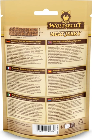 Wolfsblut Dog Meat Jerky Przysmak dla Psa Kaczka Indyk 80g