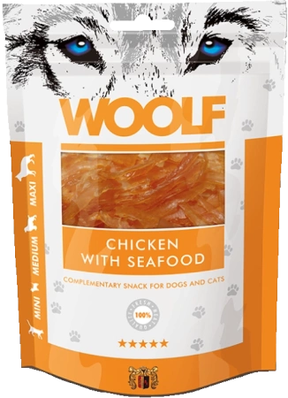 Woolf Przysmak Pies Chicken With Seafood, Kurczak Owoce Morza, 100g