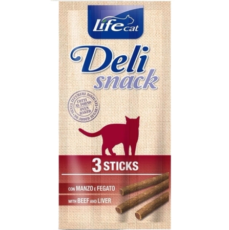 Life Cat Deli Kabanosy dla Kota Wołowina Wątróbka 3x5g