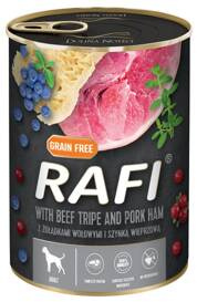 Rafi Mokra Karma Dla Psa Żołądki Wołowe Szynka 400g