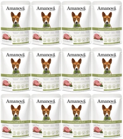 Amanova Mokra Karma Dla Psa Jagnięcina Wieprzowina 12x100g