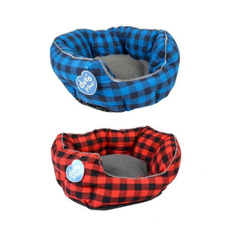 Duvo+ Legowisko dla Psa Kota Owal Kratka Mix Kolor 41cm