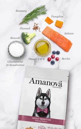 Amanova Sensitive Deluxe Karma dla Psa Łosoś 10kg