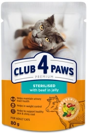 Club4Ł Kot Sterylizowany Saszetka 80g Wołowina