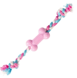 Duvo+ Zabawka Dla Szczeniąt TPR Pastel Kość z Liną 35cm