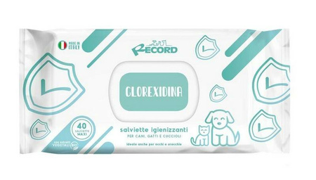 Record Chusteczki Dla Psa Kota Chlorohexydyna 2x80szt
