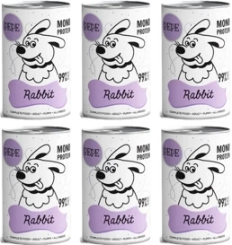 Paka Zwierzaka Karma Dla Psa PEPE Królik 6x400g