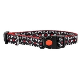 Dino Obroża Dla Psa Czarna w Kwiaty  IVO 15mm 30-50cm