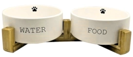 Yarro Miski Ceramiczne Dla Psa Kota Na Stojaku Białe 2szt