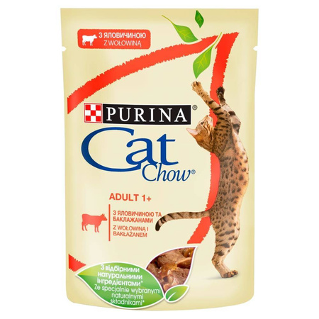 Purina Cat Chow Saszetka 85g Wołowina Bakłażan W Galaretce
