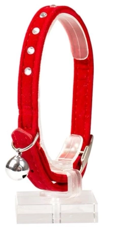 Duvo+ Obroża Dla Kota Welur Cyrkonie Mix Kolor 20-30cm